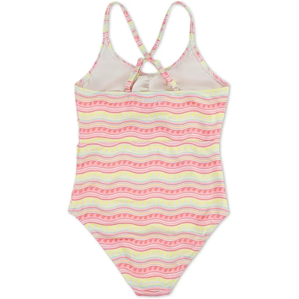 Hurley Girls' One Piece Swim Suit Size 16 Cut Out Pink Flamingo Sleeveless